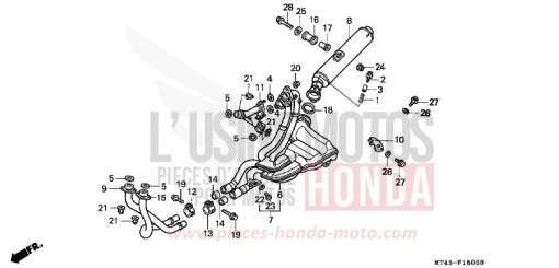 EXHAUST MUFFLER (VFR750FL/FM/FN/FP) VFR750FN de 1992